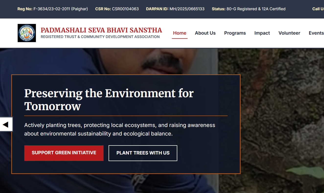 Padmashali Sevabhavi Sanstha Screenshot portfolio mockup